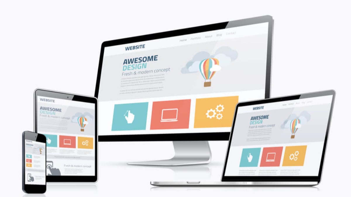 Responsive web design mockup showcasing modern website layouts